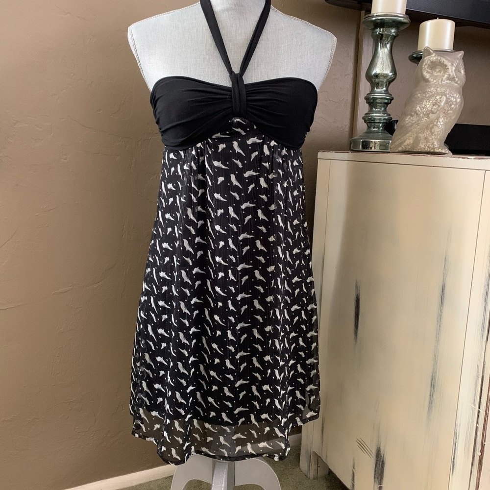 Johnny Martin Halter Babydoll Dress | Bird Print | Junior’s Size 1